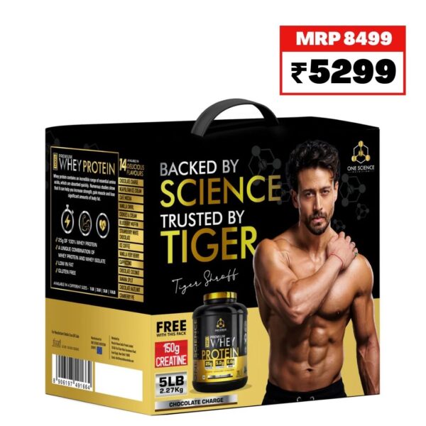 TIGER Combo Pack - 100% PREMIUM WHEY PROTEIN 5 LB + FREE CREATINE 50 SV
