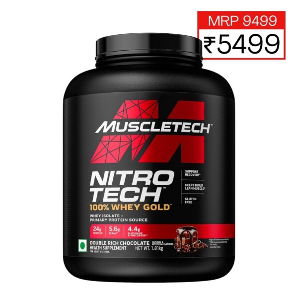 Muscletech NitroTech 100% Whey Gold for Muscle Support & Recovery Whey Protein  (1.81 kg, Double Rich Chocolate