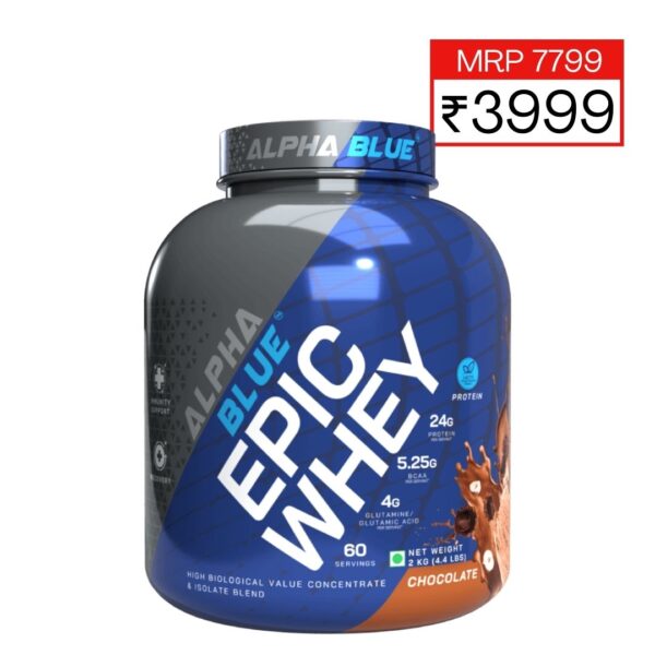 ALPHABLUE Epic Whey Protein | High Biological Value Concentrate & Isolate Blend Whey Protein