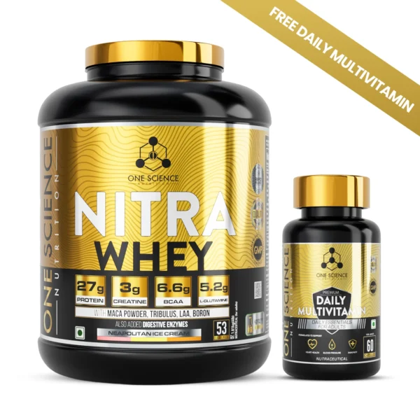 One Science Nitra Whey 4lb Chocolate Brownie flavour + Free Multivitamin 60 capsules